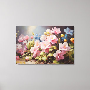 Lienzo Pintura de aceite de flores de primavera