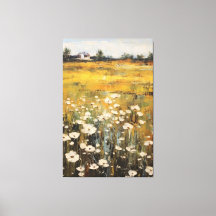 Pintura de aceite de flores silvestres en tela