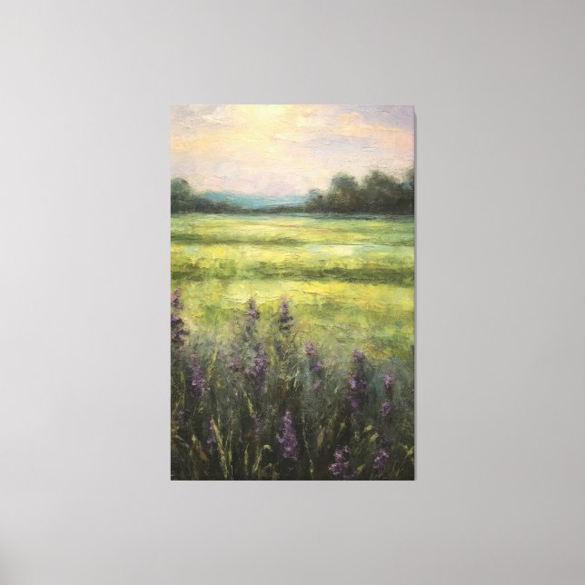 Lienzo Pintura de aceite de los campos de lavanda de époc (Anverso)