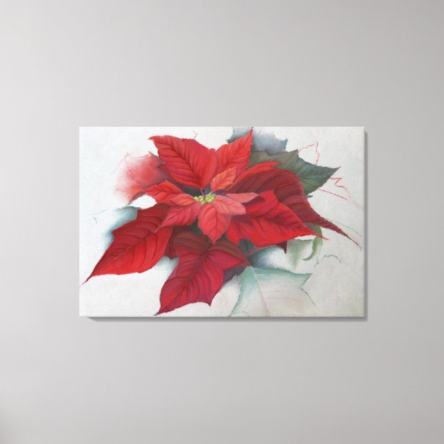 Lienzo Pintura de aceite de los Navidades de Poinsettia (Anverso)