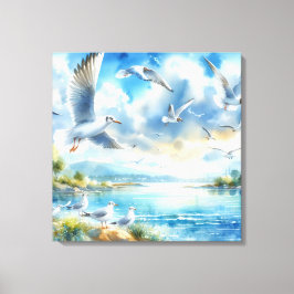 Lienzo Pintura de acuarela de gaviota