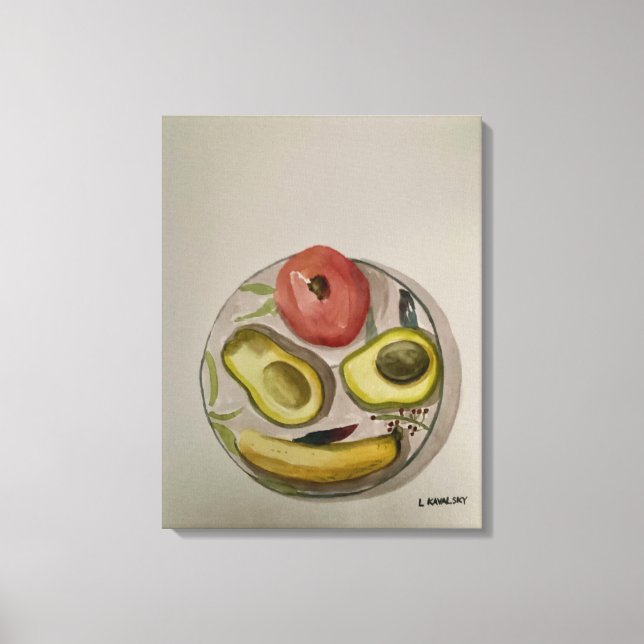 Lienzo Pintura de acuarela original "Love My Fruit" (Anverso)