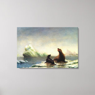 Lienzo Pintura de Albert Bierstadt, focas,