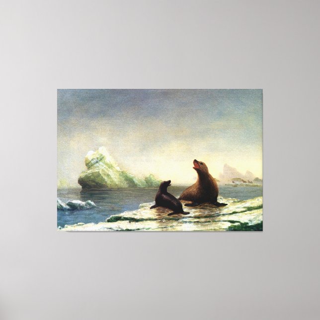 Lienzo pintura de Albert Bierstadt, focas (Anverso)