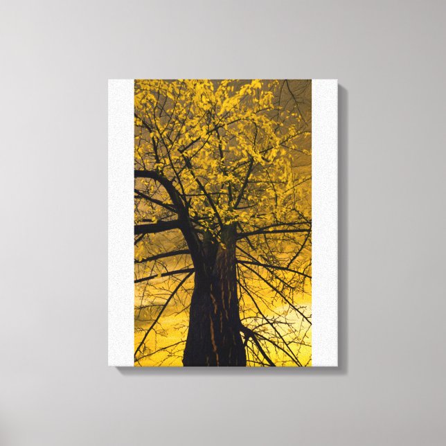 Lienzo Pintura de árbol amarillo otoño (Anverso)