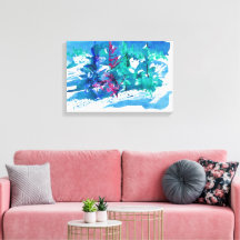 Pintura de árboles frescos de invierno / Artista L