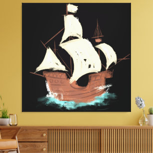 Lienzo pintura de barco