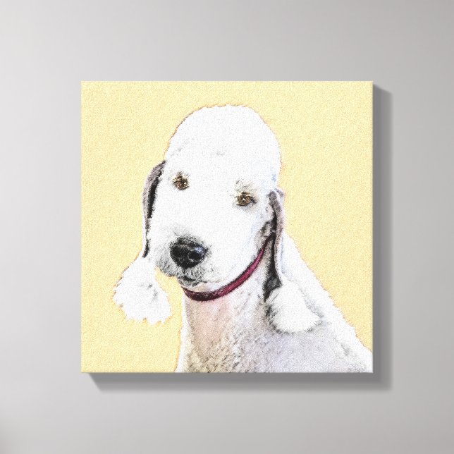 Lienzo Pintura de Bedlington Terrier - Original Perro Art (Anverso)