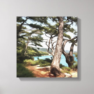 Lienzo Pintura de bosque de pino de Pinus pinea
