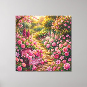 Lienzo Pintura de camino de jardín de flores rosadas soña