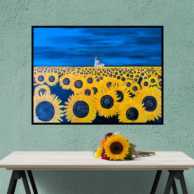 Lienzo Pintura de campo de girasol por Alfred Fox (Not Actual Size)