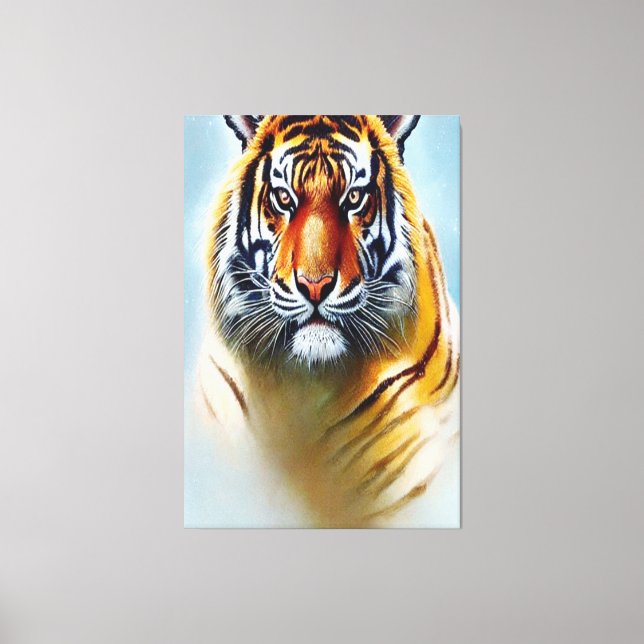 Lienzo Pintura de cara de tigre - Sorprendente obra de ar (Anverso)