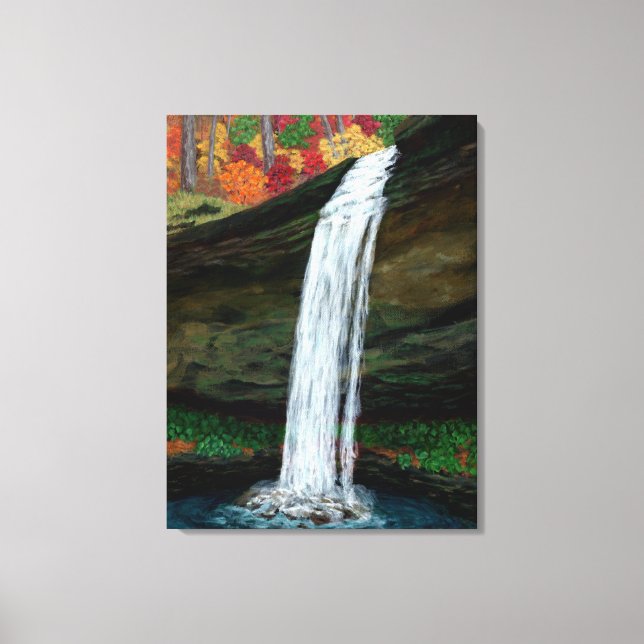 Lienzo Pintura de cascada de las cataratas forestales (Anverso)