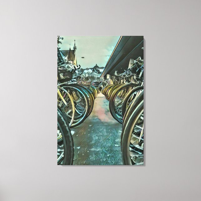 Lienzo Pintura de ciclismo de época (Anverso)