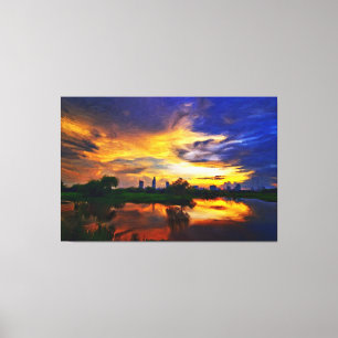 Lienzo Pintura de colores abstractos Saigon Sunset