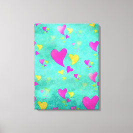 Lienzo Pintura de Corazones de Acuarela Mar Lleno de Amor