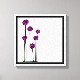 Lienzo Pintura de dibujo de flor rosa