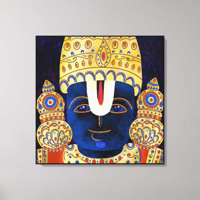 Lienzo Pintura de Dios hindú peruano de Lord Vishnu Tirup (Anverso)