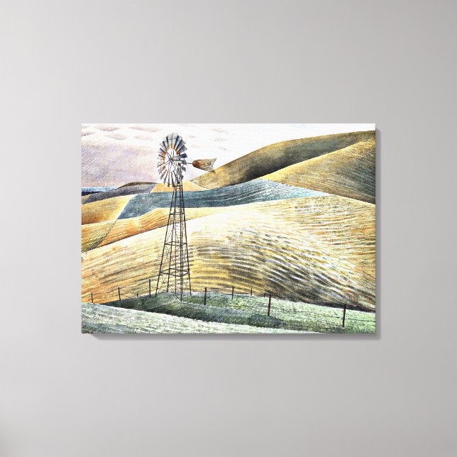 Lienzo Pintura de Eric Ravilious, molino de viento (Anverso)