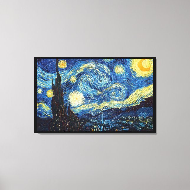 Lienzo Pintura de estilo de imitación de Van Gogh Starry  (Anverso)