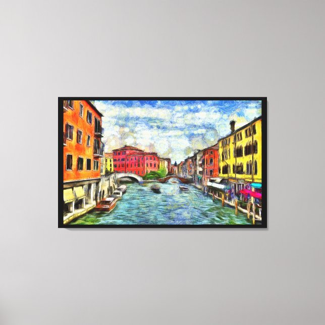 Lienzo Pintura de estilo de imitación del Canal Veneciano (Anverso)