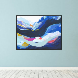 Lienzo Pintura de expresionismo abstracto azul moderno