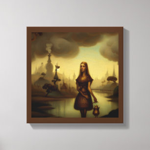 Lienzo Pintura de fantasía 4 - Muchacha sosteniendo linte