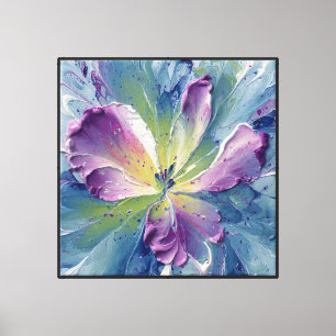 Lienzo Pintura de Flor Abstracta Oleada de Pétalos