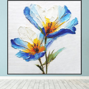 Lienzo Pintura de Floración Abstracta de Radiancia Azul