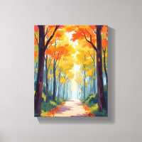 Pintura de follaje de otoño del camino de otoño