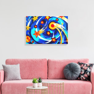 Lienzo Pintura de galaxia azul turquesa abstracta Espacio