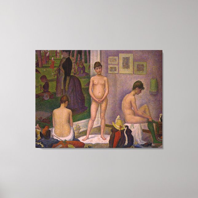 Lienzo Pintura de Georges Seurat: Los modelos (1889) (Anverso)