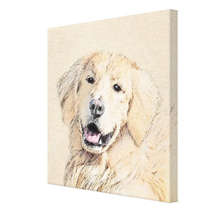 Lienzo Pintura de Golden Retriever - Cute original Dog Ar