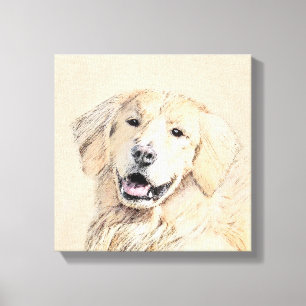 Lienzo Pintura de Golden Retriever - Cute original Dog Ar