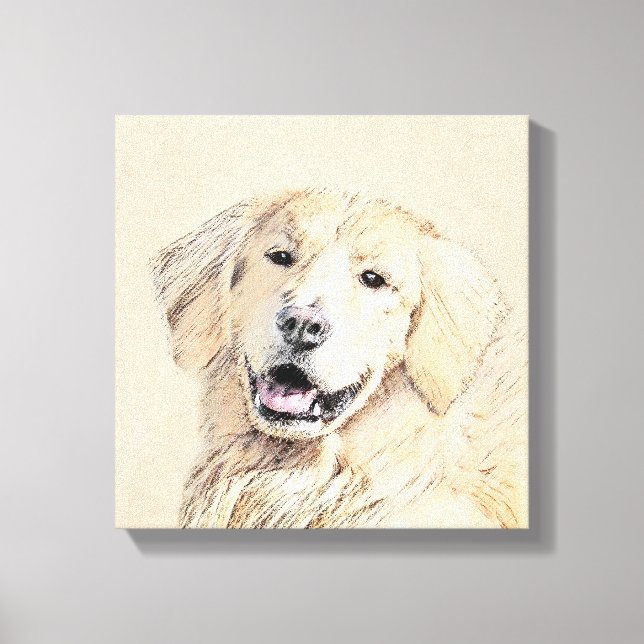 Lienzo Pintura de Golden Retriever - Cute original Dog Ar (Anverso)