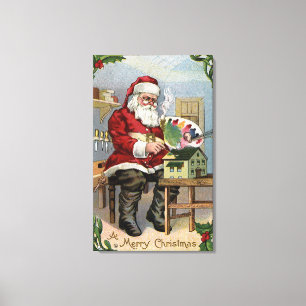 Lienzo Pintura de GreetingSanta del navidad