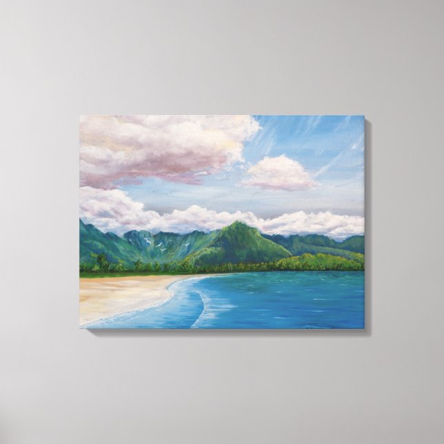 Lienzo Pintura de Hanalei Bay Hawaii (Anverso)