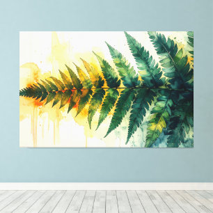 Lienzo pintura de helecho al acuarela