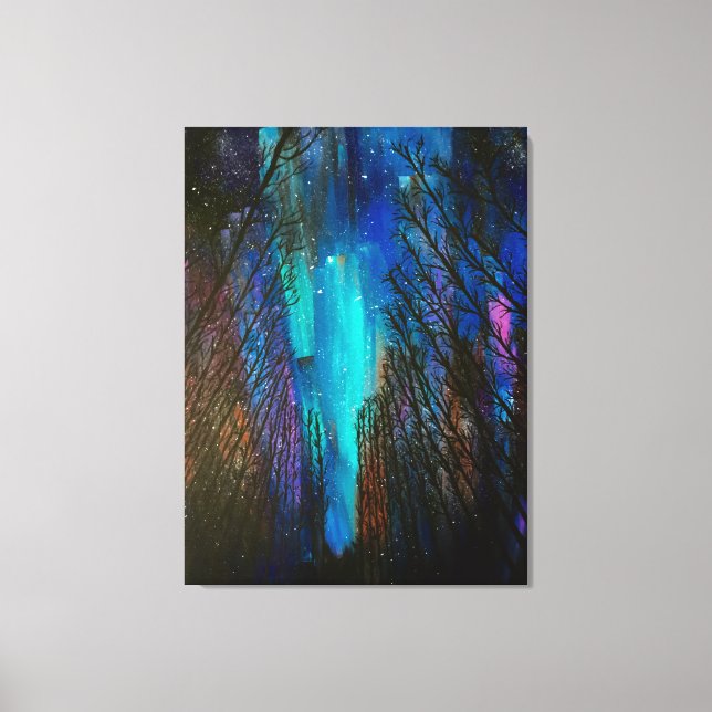Lienzo Pintura de la Aurora Boreal (Anverso)
