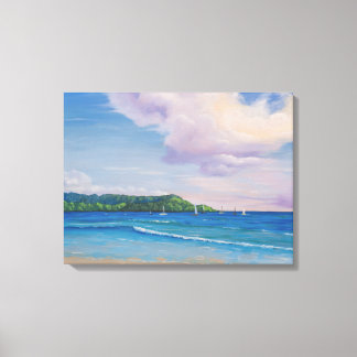 Lienzo Pintura de la Bahía de Hanalei en las Islas Hawaia