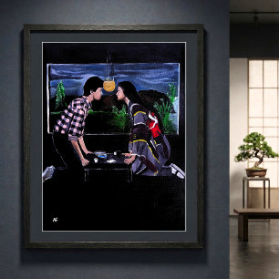 Lienzo Pintura de la Ceremonia del Té Japonesa por Alfred
