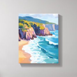 Lienzo Pintura de la costa acuarela de Big Sur, Californi