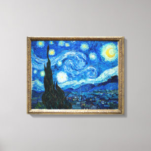 Lienzo Pintura de la noche estrellada del pintor Vincent