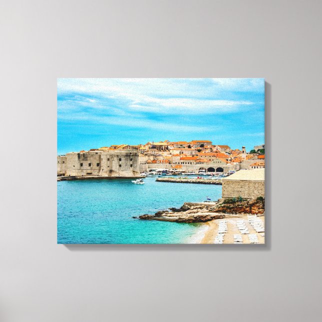 Lienzo Pintura de la playa de Dubrovnik (Anverso)