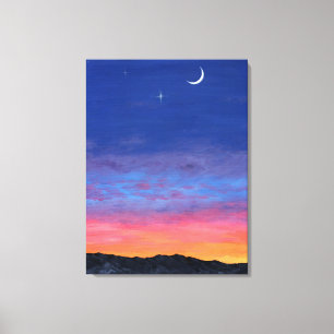 Lienzo pintura de la puesta de sol de día 2 noche