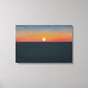 Lienzo Pintura de la puesta de sol en el océano pacífico
