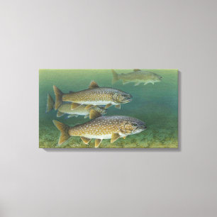 Lienzo Pintura de la trucha del lago