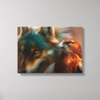 Pintura de lobo y águila