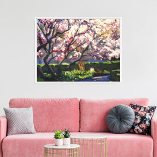 Lienzo Pintura de manzanos en flor
