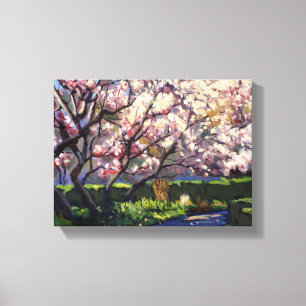 Lienzo Pintura de manzanos en flor